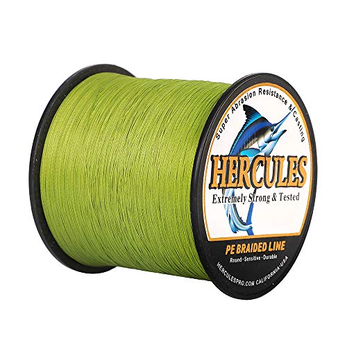 HERCULES Super Strong 1000M 1094 Yards Braided Fishing Line 30 LB Test for Saltwater Freshwater PE Braid Fish Lines 4 Strands - Army Green, 30LB (13.6KG), 0.28MM - Image 1