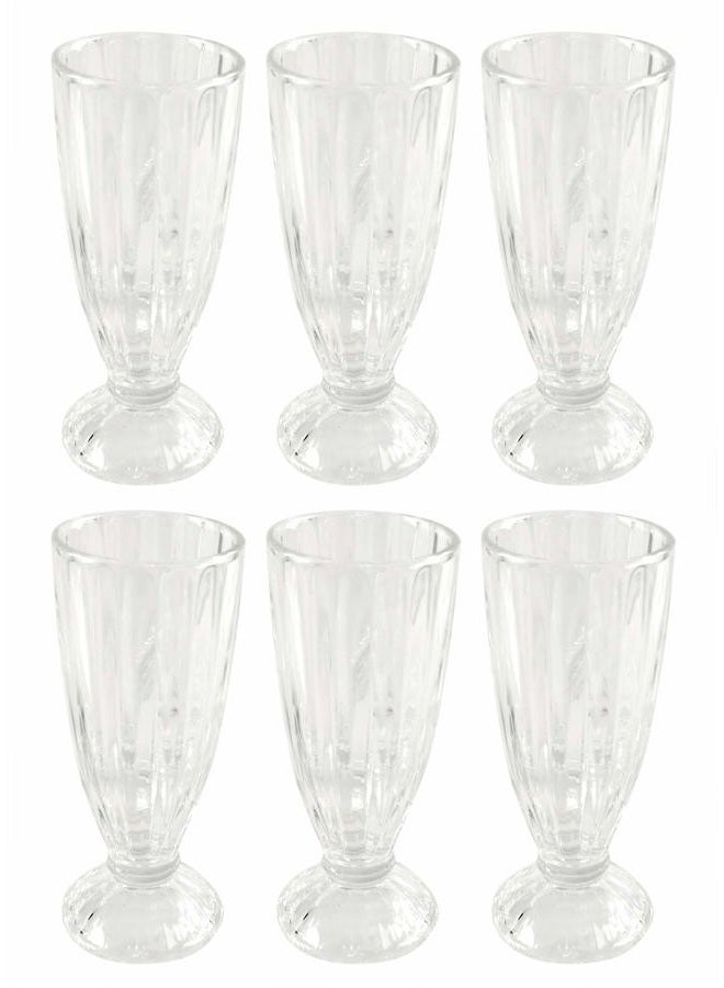 Home-X Vintage Style Milkshake Glasses Set, Old Fashioned Ribbed Glassware, Dessert Cups for Ice Cream Sundaes, Smoothies, Classic Soda Fountain, Retro Kitchen Decor - 6 Pack - Image 1