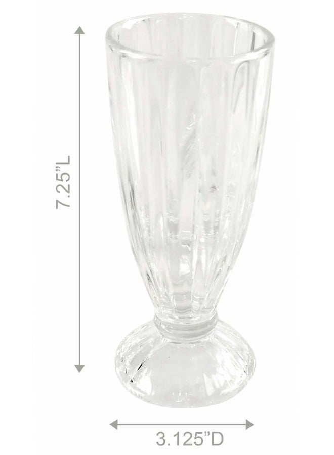 Home-X Vintage Style Milkshake Glasses Set, Old Fashioned Ribbed Glassware, Dessert Cups for Ice Cream Sundaes, Smoothies, Classic Soda Fountain, Retro Kitchen Decor - 6 Pack - Image 4