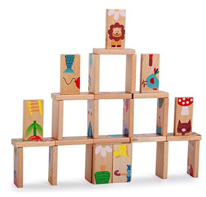 GracesDawn 28 Pcs of Educational Wooden Toy Domino Animal Puzzles Kids Game Gift - Image 2
