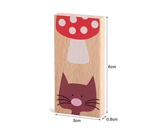 GracesDawn 28 Pcs of Educational Wooden Toy Domino Animal Puzzles Kids Game Gift - Image 3