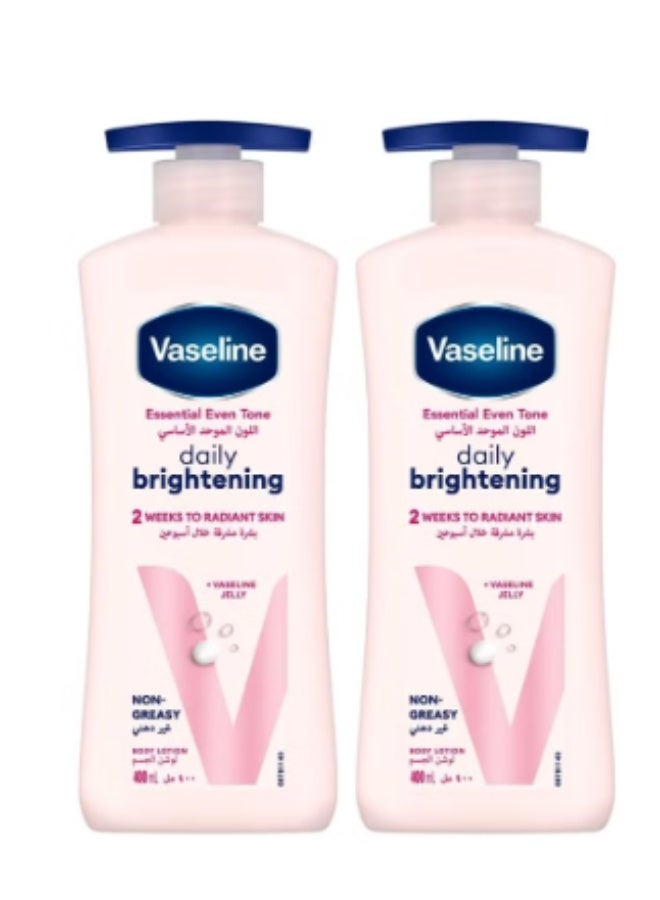 Vaseline Essential Even Tone Body Lotion Daily Brightening 400ml Pack of 2 - Image 1