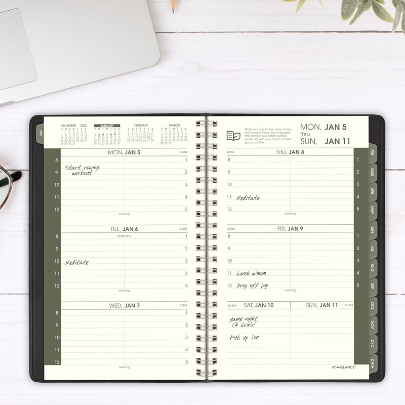 AT-A-GLANCE 2026 Appointment Book Planner, Weekly & Monthly, 5" x 8", Small, Hourly, Recycled, Black (70100G0526) - Image 2