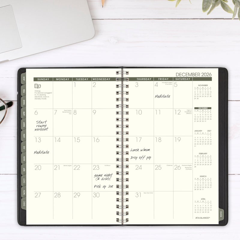AT-A-GLANCE 2026 Appointment Book Planner, Weekly & Monthly, 5" x 8", Small, Hourly, Recycled, Black (70100G0526) - Image 3