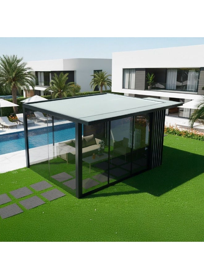 DANUBE HOME بيت زجاجي فاخر في جميرا – جناح خارجي من الزجاج المقسى، إطار من الألمنيوم، غرفة حديقة مقاومة للأشعة فوق البنفسجية، مثالي لفيلا في الإمارات، فناء، شرفة 3.4×4.4 م - Image 2