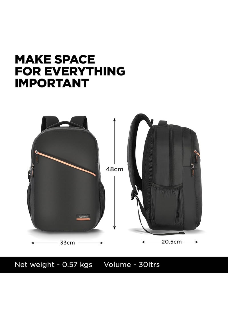 AMERICAN TOURISTER American Tourister ACTON Laptop Backpack, 33L with Spacious Interiors and Multiple Compartments with Rain Cover, Laptop Backpack for Men and Women - BLACK, Gifts for Men, Women and Kids, College Bag  - Image 2