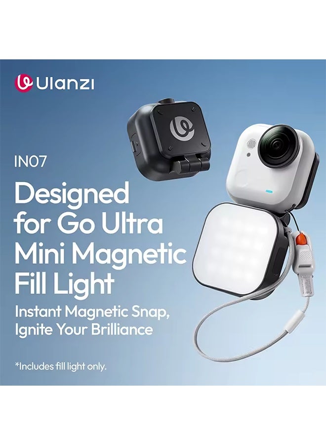 يولانزي ضوء فيديو Ulanzi IN07 Magsafe Fill Light لكاميرا Insta360 Go Ultra Mini، ضوء تعبئة مغناطيسي لفيديو مدونة السفر - Image 1