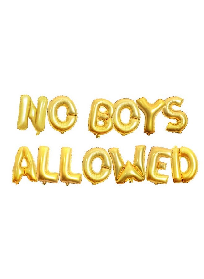 AnnoDeel 16inch NO BOYS ALLOWED Foil Balloons Banner, Gold Letter Mylar Balloon for Women Bride Bacheloretter Banner Party Decoration - Image 1