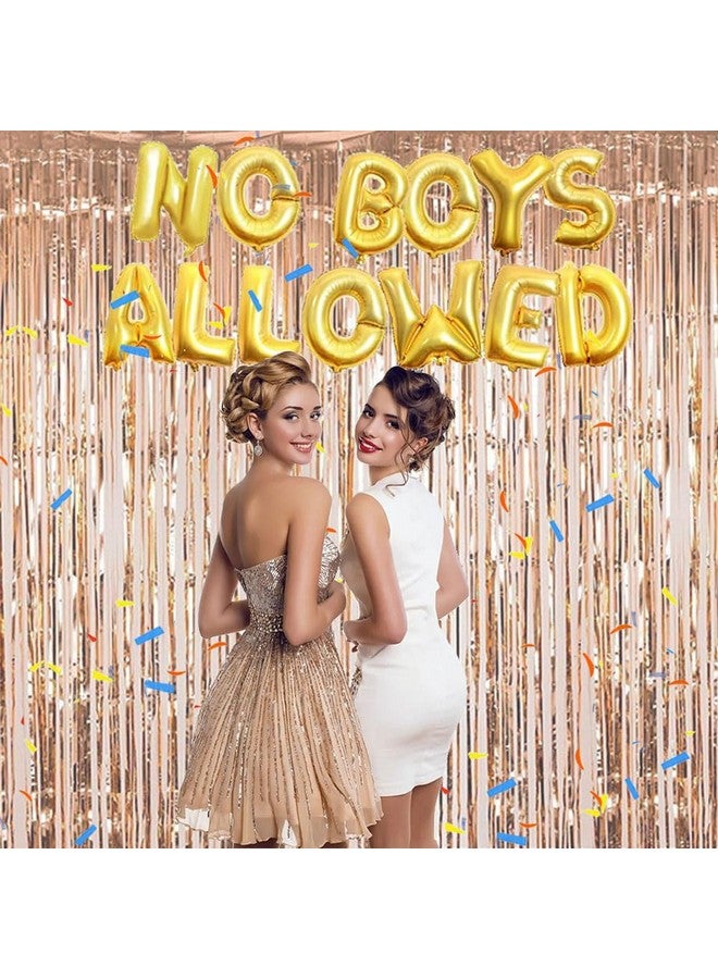 AnnoDeel 16inch NO BOYS ALLOWED Foil Balloons Banner, Gold Letter Mylar Balloon for Women Bride Bacheloretter Banner Party Decoration - Image 4