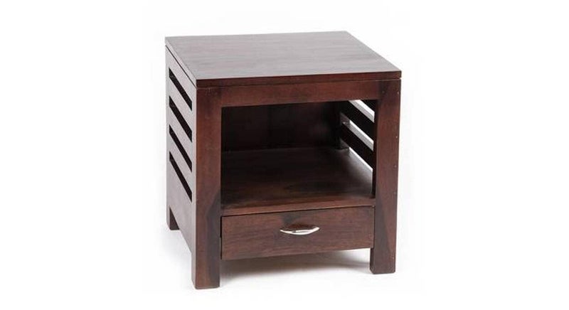 Kamal Brothers Kamal Brothers Solid Sheesham Wood Bedside Table with 1 Drawers Storage Shelf Wooden Bed Side End Tables Night Stand for Home Living Room Bedroom Walnut Finish  - Image 1