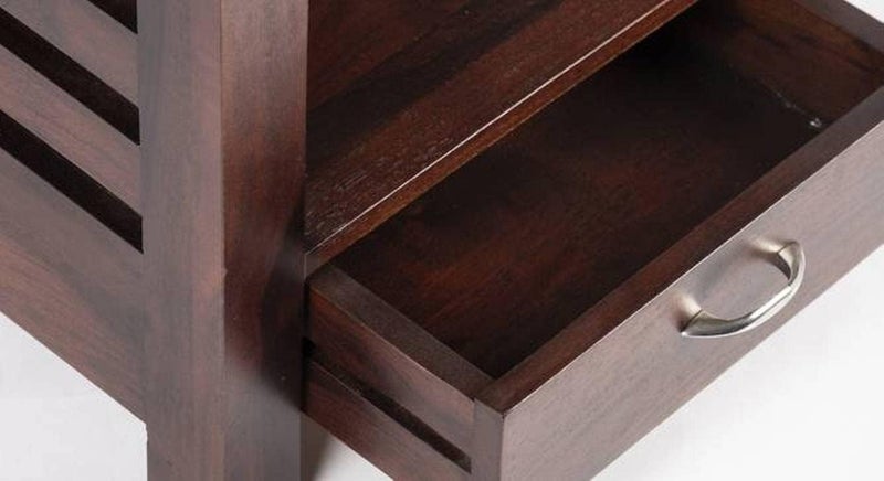 Kamal Brothers Kamal Brothers Solid Sheesham Wood Bedside Table with 1 Drawers Storage Shelf Wooden Bed Side End Tables Night Stand for Home Living Room Bedroom Walnut Finish  - Image 5