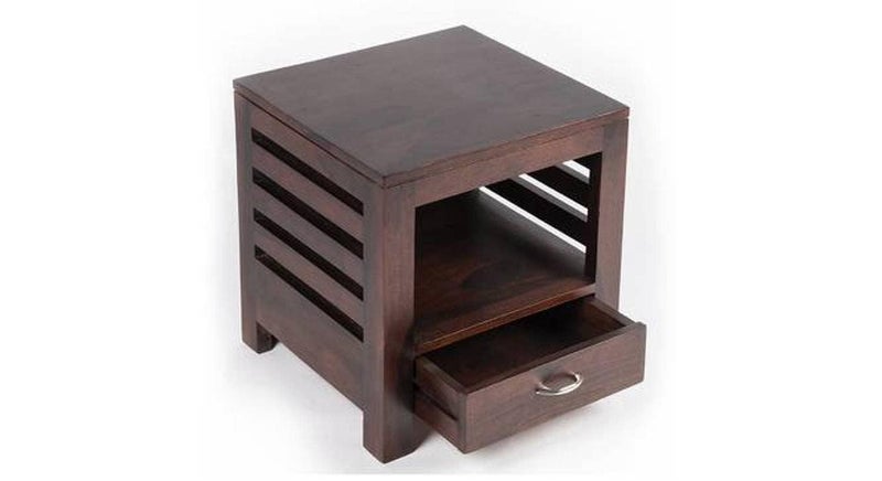 Kamal Brothers Kamal Brothers Solid Sheesham Wood Bedside Table with 1 Drawers Storage Shelf Wooden Bed Side End Tables Night Stand for Home Living Room Bedroom Walnut Finish  - Image 4