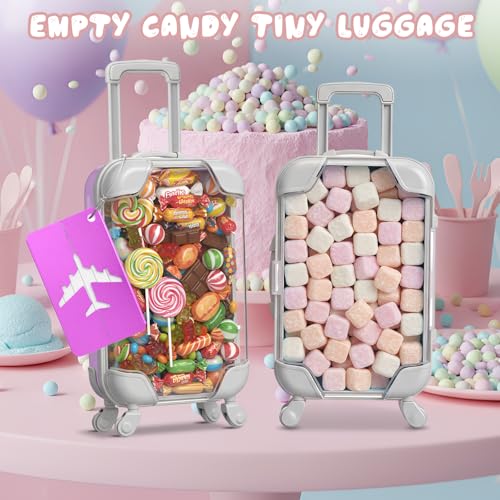 Teecyhooo 12 Pcs Mini Suitcase Party Favor Boxes and 12 Pcs Metal Luggage Tags with Card, Clear Mini Luggage Gift Boxes for Girls Wedding Travel Birthdays (6.69 x 3.74 x 1.97 Inch,Colorful) - Image 4