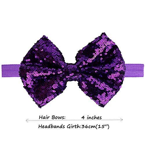 CellElection 15Pcs Baby Girls Headbands 4'' Big Boutique Bling Sparkly Glitter Sequin Hair Bows Headband Elastic Hair Bands Hair Accessories for Toddlers Infants Newborns - Image 5
