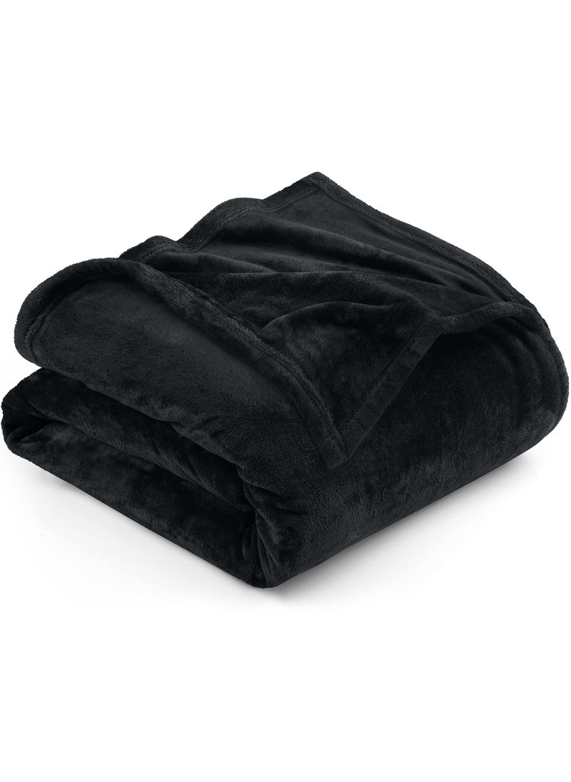 Utopia Bedding Utopia Bedding Fleece Blanket California King Size Black 300GSM Luxury Fuzzy Soft Anti-Static Microfiber Bed Blanket (102x96 Inches)  - Image 1