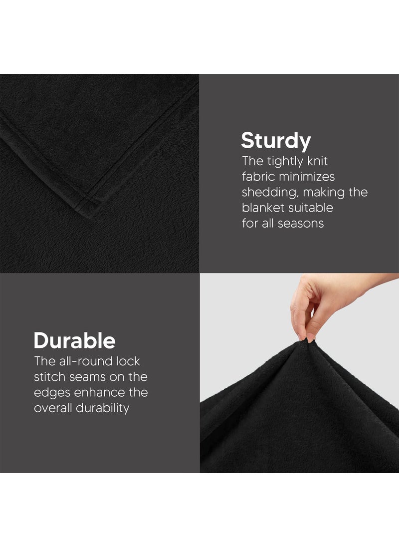 Utopia Bedding Utopia Bedding Fleece Blanket California King Size Black 300GSM Luxury Fuzzy Soft Anti-Static Microfiber Bed Blanket (102x96 Inches)  - Image 5