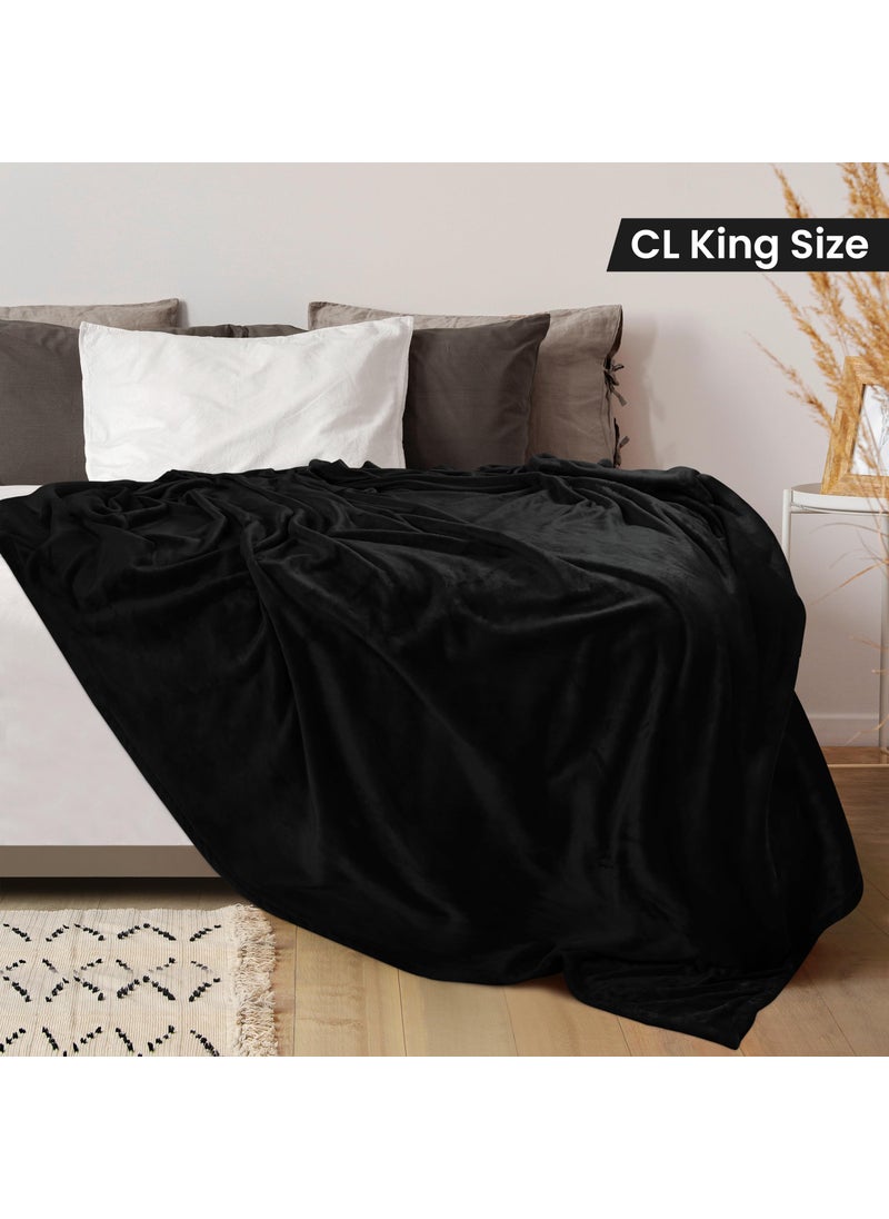 Utopia Bedding Utopia Bedding Fleece Blanket California King Size Black 300GSM Luxury Fuzzy Soft Anti-Static Microfiber Bed Blanket (102x96 Inches)  - Image 2