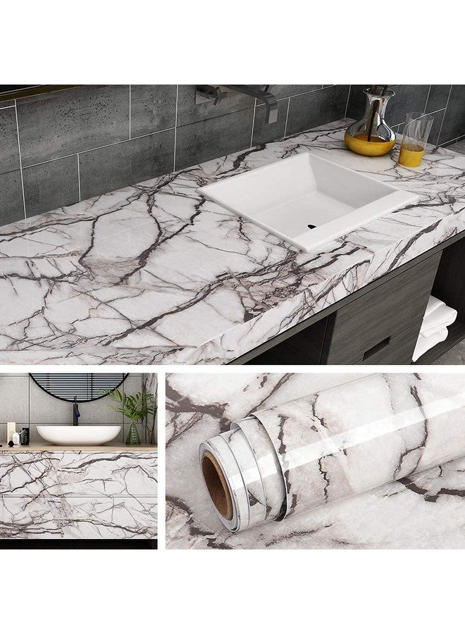 WISDOM ™ 24 X 66 White & Black Marble Wallpaper Peel And Stick Wallpaper Marble Counter Top Stick Self Adhesive Marble Wallpaper - Image 1