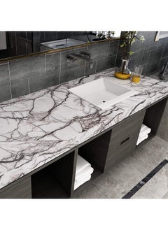 WISDOM ™ 24 X 66 White & Black Marble Wallpaper Peel And Stick Wallpaper Marble Counter Top Stick Self Adhesive Marble Wallpaper  - Image 4