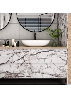 WISDOM ™ 24 X 66 White & Black Marble Wallpaper Peel And Stick Wallpaper Marble Counter Top Stick Self Adhesive Marble Wallpaper  - Image 2