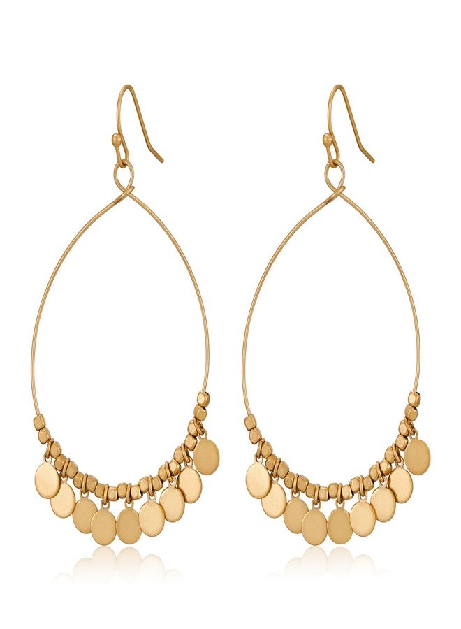 ليلي آند وايت أقراط متدلية دائرية ذهبية اللون من LILIE&WHITE بتصميم بوهيمي أنيق للنساء - مجوهرات عصرية أنيقة - Image 1