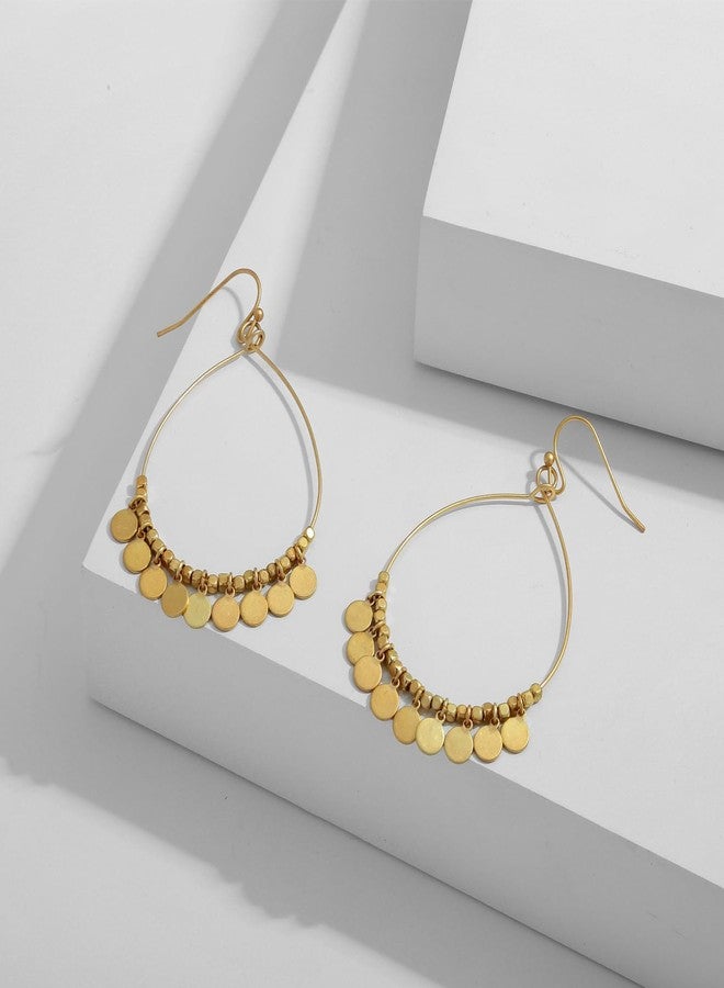 ليلي آند وايت أقراط متدلية دائرية ذهبية اللون من LILIE&WHITE بتصميم بوهيمي أنيق للنساء - مجوهرات عصرية أنيقة - Image 5