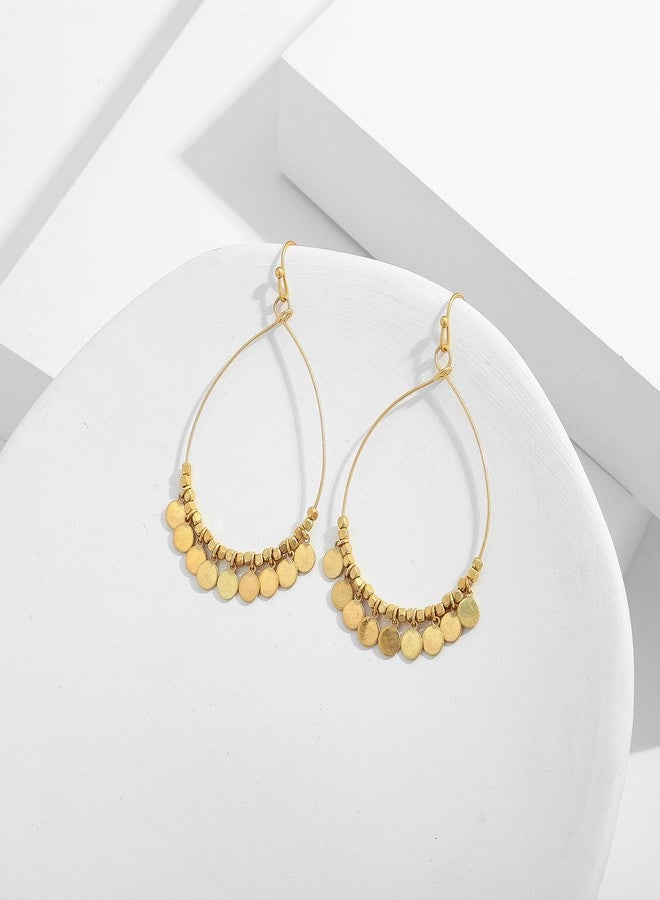 ليلي آند وايت أقراط متدلية دائرية ذهبية اللون من LILIE&WHITE بتصميم بوهيمي أنيق للنساء - مجوهرات عصرية أنيقة - Image 4