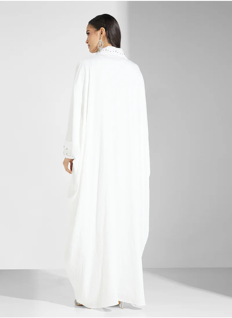 hayas closet Embellished Flared Sleeve Abaya