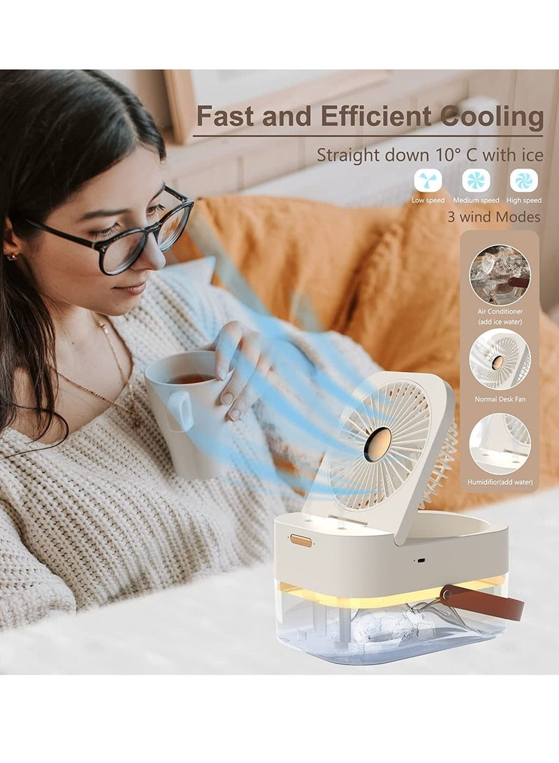 Y&D Portable Air Conditioner Fan Mini Personal Evaporative Cooler with 3 Speeds LED Light Timing Function IN 1 Desk For Room Camping Car and Office  - Image 2