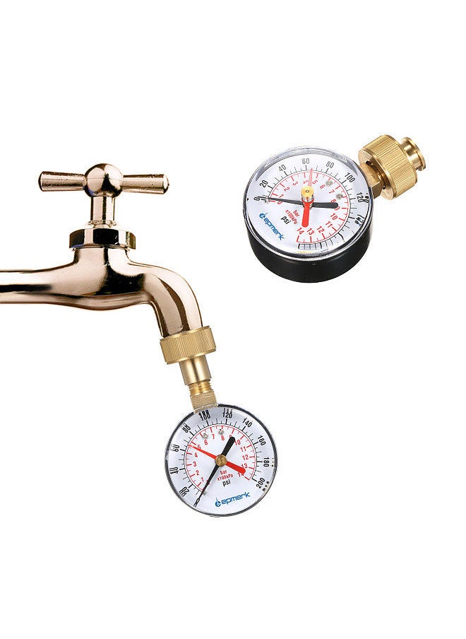 Lepmerk - 2- 1/2'' Pressure Gauge Water Pressure Test Gauge 3/4'' Female Hose Thread 0-200 PSI with Red Pointer - Image 1