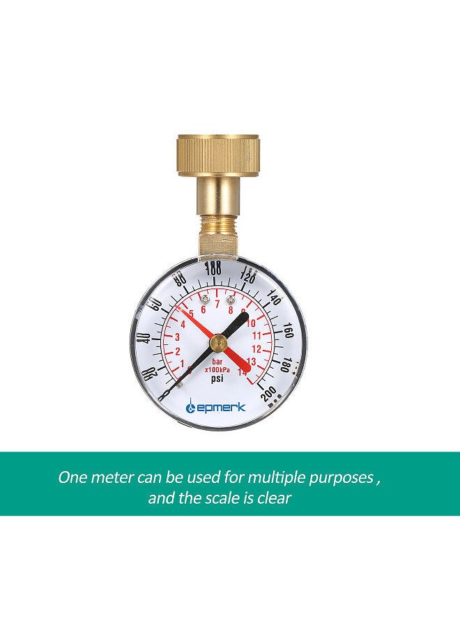 Lepmerk - 2- 1/2'' Pressure Gauge Water Pressure Test Gauge 3/4'' Female Hose Thread 0-200 PSI with Red Pointer - Image 1