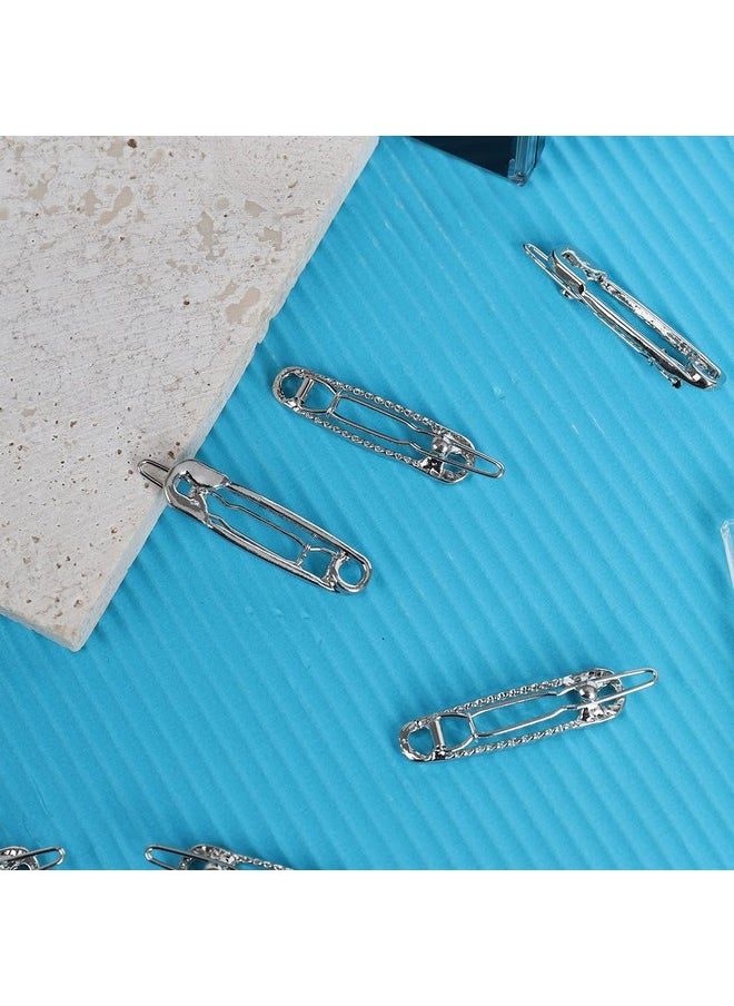 Albooss - 15 Pcs Hair Pins Hair Clips Alloy Safety Pin Shape Hairpin Barrettes Goth Hair Pins Set Hairdressing Tool Hair Accessories (Silver) - Image 1