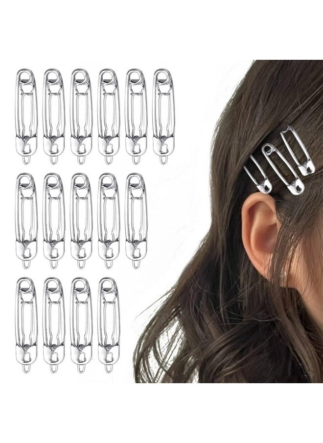 Albooss - 15 Pcs Hair Pins Hair Clips Alloy Safety Pin Shape Hairpin Barrettes Goth Hair Pins Set Hairdressing Tool Hair Accessories (Silver) - Image 1