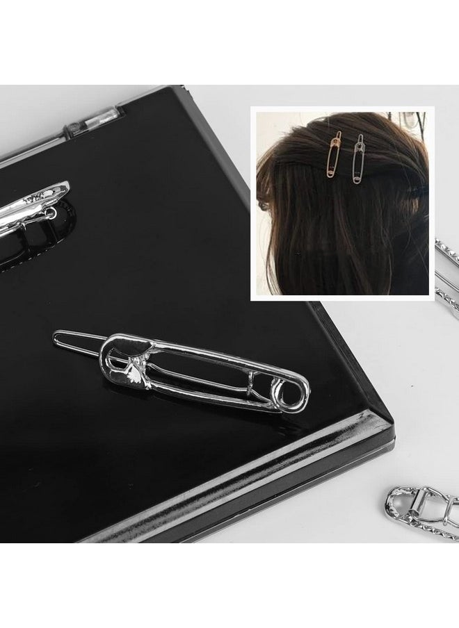 Albooss - 15 Pcs Hair Pins Hair Clips Alloy Safety Pin Shape Hairpin Barrettes Goth Hair Pins Set Hairdressing Tool Hair Accessories (Silver) - Image 1