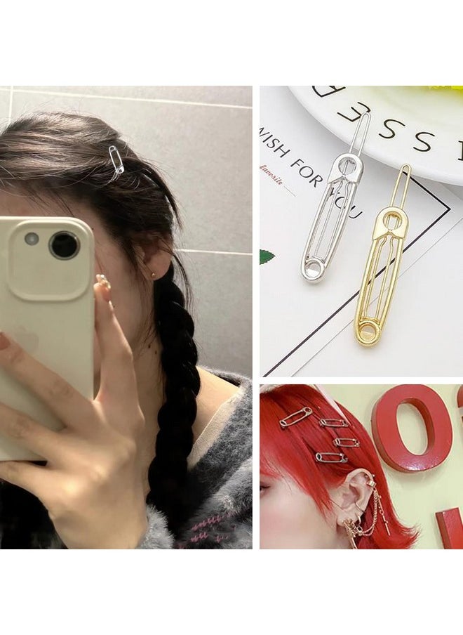 Albooss - 15 Pcs Hair Pins Hair Clips Alloy Safety Pin Shape Hairpin Barrettes Goth Hair Pins Set Hairdressing Tool Hair Accessories (Silver) - Image 1