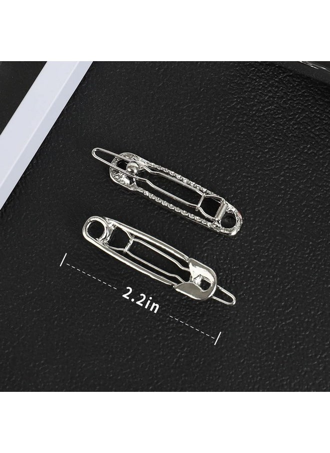 Albooss - 15 Pcs Hair Pins Hair Clips Alloy Safety Pin Shape Hairpin Barrettes Goth Hair Pins Set Hairdressing Tool Hair Accessories (Silver) - Image 1