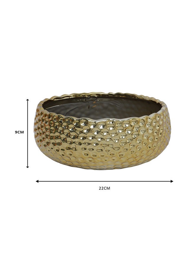 Generic - Modern Creative Simple Dot Wave Orchid Pot Gold Half Round Ceramic Planter, 9cm x 22cm - Image 1
