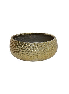 Modern Creative Simple Dot Wave Orchid Pot Gold Half Round Ceramic Planter, 9cm x 22cm