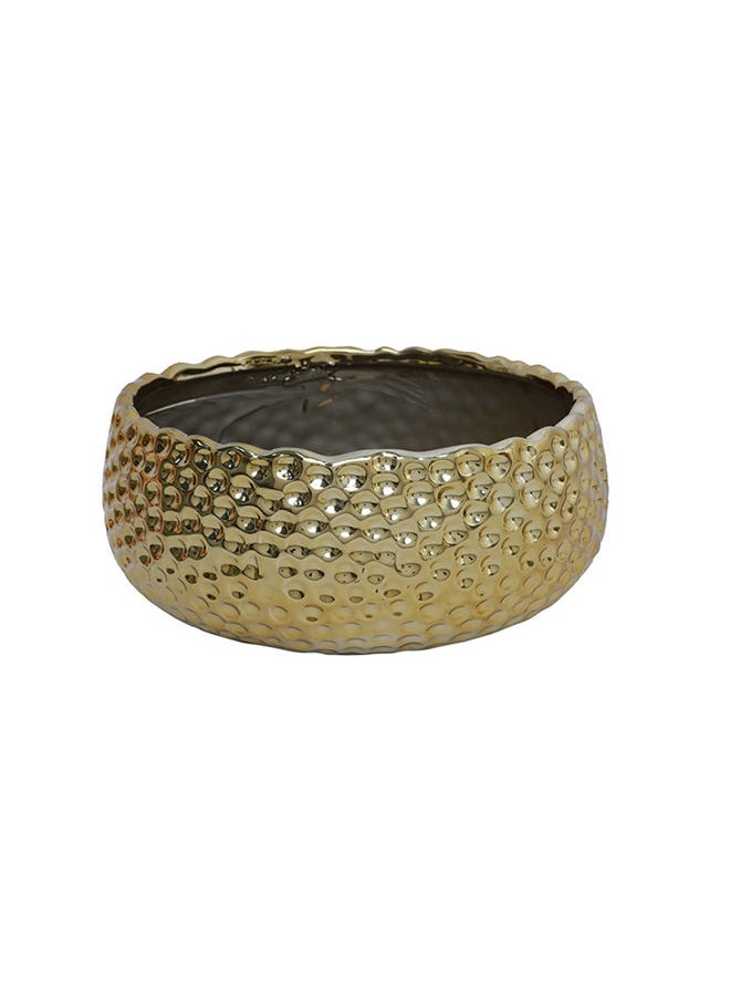Generic - Modern Creative Simple Dot Wave Orchid Pot Gold Half Round Ceramic Planter, 9cm x 22cm - Image 1