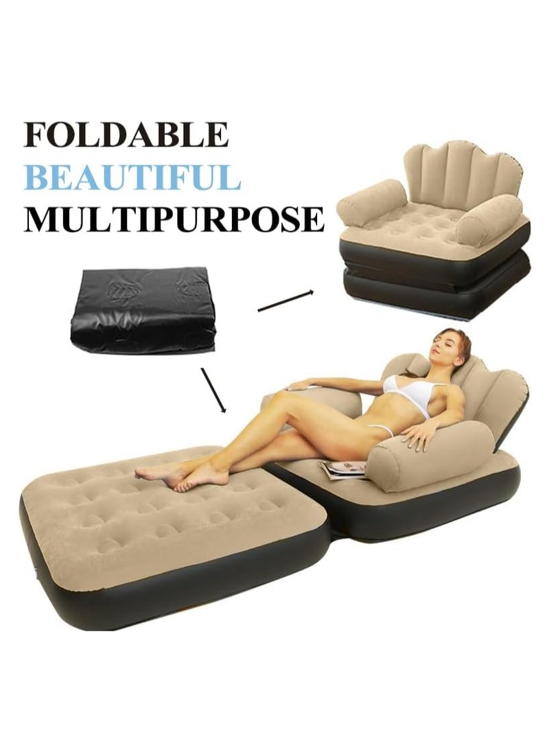DubaiGallery - Inflatable Sofa Outdoor Adult Lazy Sofa Multifunctional Five in One Inflatable Bed Convenient Foldable Lounge Chair - Image 1