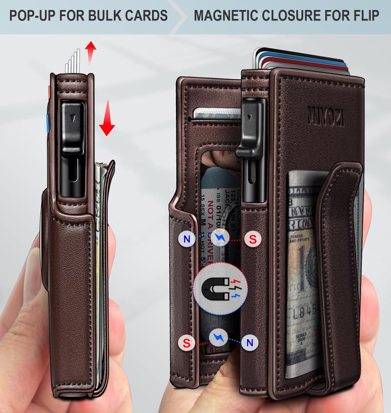 miyozi Airtag Wallet for Men,with Money Clip 10 Cards Metal Case Smart Slim Pop Up Credit Card Holder Flip with Magnetic Closure RFID Blocking wallet with Gift Box - Image 3