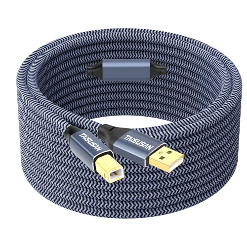 TAISUSAN USB Printer Cable 40ft, High Speed A to B Cord Compatible for Keyboard, MacBook, Printers and Scanners - Gray - Image 1