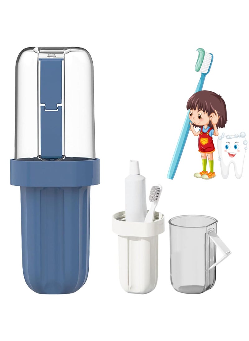 Prostuff.in Prostuffin Portable 3 in 1 Toothbrush Cup Bathroom Toothpaste Holder Storage Case Box for Traveling Outdoor Use to Storage Carry Case Storage Box Cover Organizer Multi Color1 Pcs  - Image 1