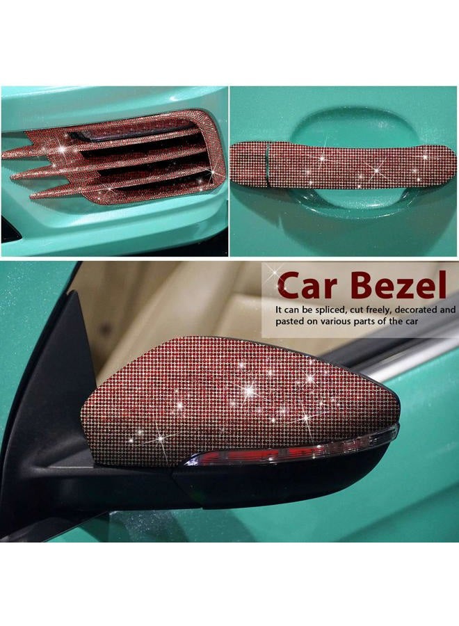 Outus 12000 Pieces Bling Bling Rhinestone Sheet Rhinestones Sticker DIY Car Decoration Sticker Self Adhesive Glitter Rhinestones Crystal Gem Stickers for Car Decoration, 9.4 x 7.9 Inch (Dark Red) - Image 5