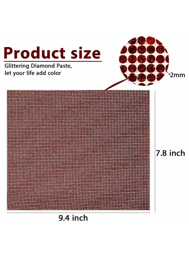 Outus 12000 Pieces Bling Bling Rhinestone Sheet Rhinestones Sticker DIY Car Decoration Sticker Self Adhesive Glitter Rhinestones Crystal Gem Stickers for Car Decoration, 9.4 x 7.9 Inch (Dark Red) - Image 3