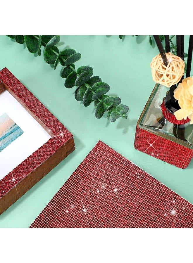 Outus 12000 Pieces Bling Bling Rhinestone Sheet Rhinestones Sticker DIY Car Decoration Sticker Self Adhesive Glitter Rhinestones Crystal Gem Stickers for Car Decoration, 9.4 x 7.9 Inch (Dark Red) - Image 2