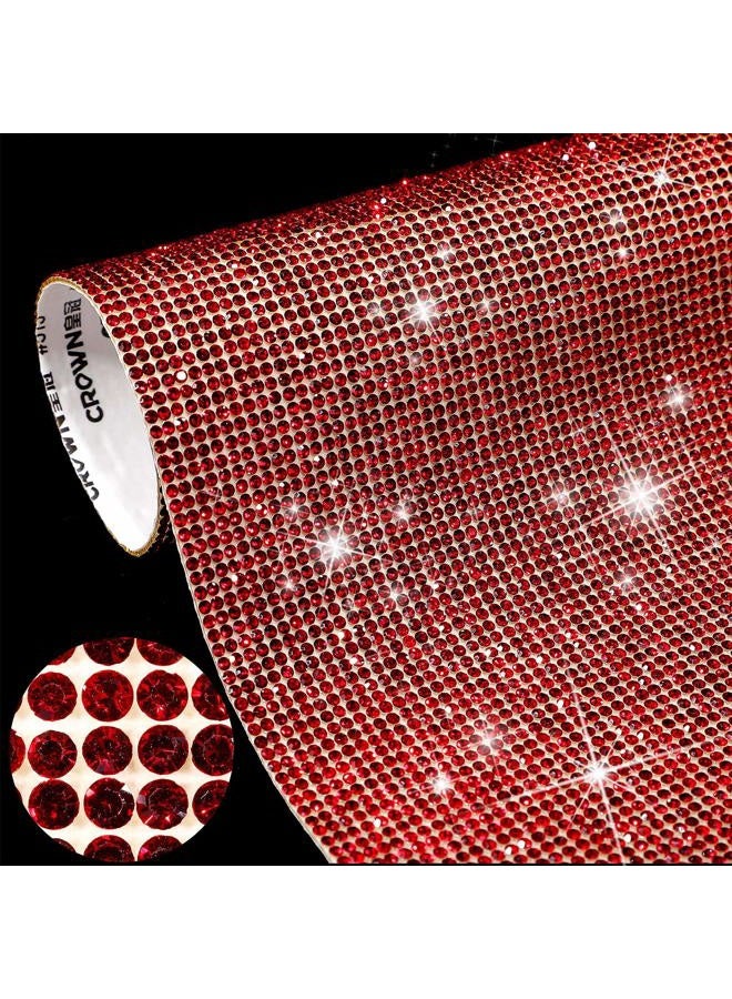 Outus 12000 Pieces Bling Bling Rhinestone Sheet Rhinestones Sticker DIY Car Decoration Sticker Self Adhesive Glitter Rhinestones Crystal Gem Stickers for Car Decoration, 9.4 x 7.9 Inch (Dark Red) - Image 1