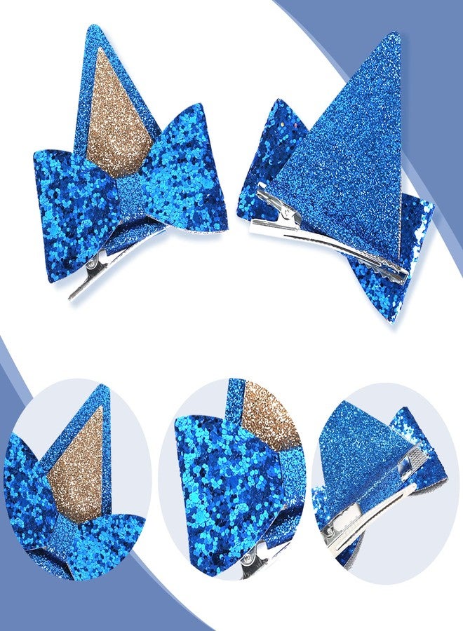 IKUHRMO Blue Ears Hair Clips, 4 PCS Hair Pin Barrettes Hair Accessories for Halloween Costume Birthday Decorations Theme Party Supplies Cosplay (Blue+Orange) - Image 2