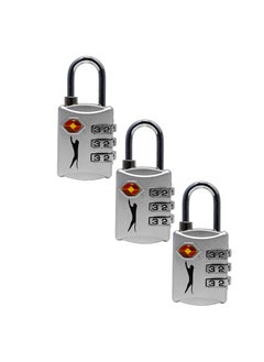 Slazenger Security TSA 3 Dial Digital 3 Pack Lock Set, SILVER