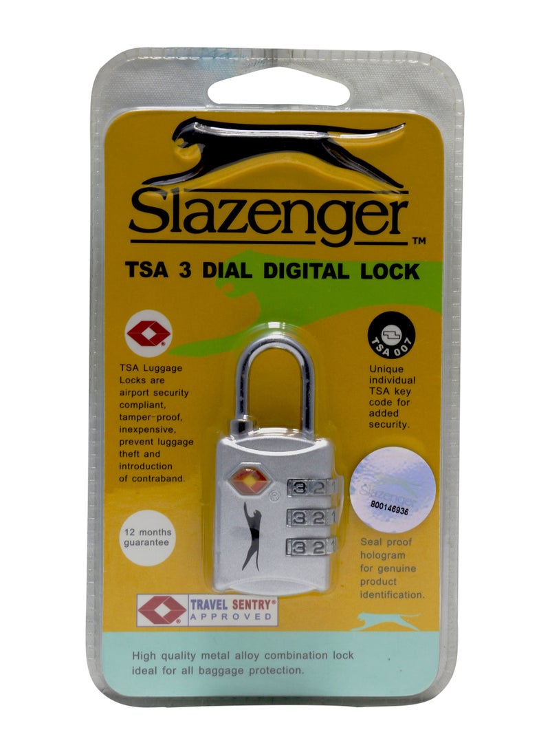Slazenger - Slazenger Security TSA 3 Dial Digital 3 Pack Lock Set, SILVER - Image 1